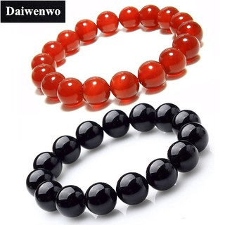 Red Black Agate Beads หินธรรมชาติอาเกตสีแดงและสีดำลูกปัดสร้อยข้อมือผู้หญิงผู้ชายของขวัญคู่ 6-12 มิลลิเมตร