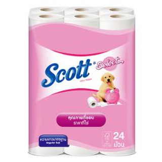 สก๊อตต์ ซีเล็ค ยกแพ็ค 24ม้วน ความยาวมาตรฐาน กระดาษชำระ กระดาษทิชชู่ SCOTT SELECT TISSUE