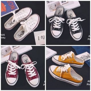 #ผ้าใบเปิดส้นสไตล์ converse#ผ้าใบเปิดส้น#รองเท้าเปิดส้น#ผ้าใบแบบสวม💕💕💕