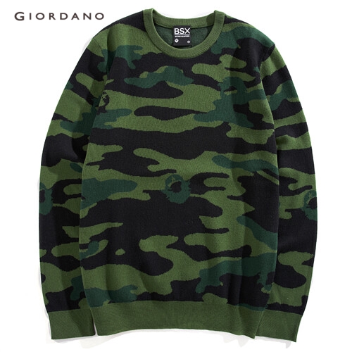 GIORDANO BSX MEN VON camouflage knitted crewneck sweater 04059750