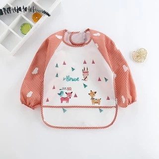 พร้อมส่ง‼️ ผ้ากันเปื้อนเด็ก กันน้ำเสื้อแขนยาว มีถาดรองอาหาร สวมใส่ง่าย เช็ดล้างทำความสะอาดได้