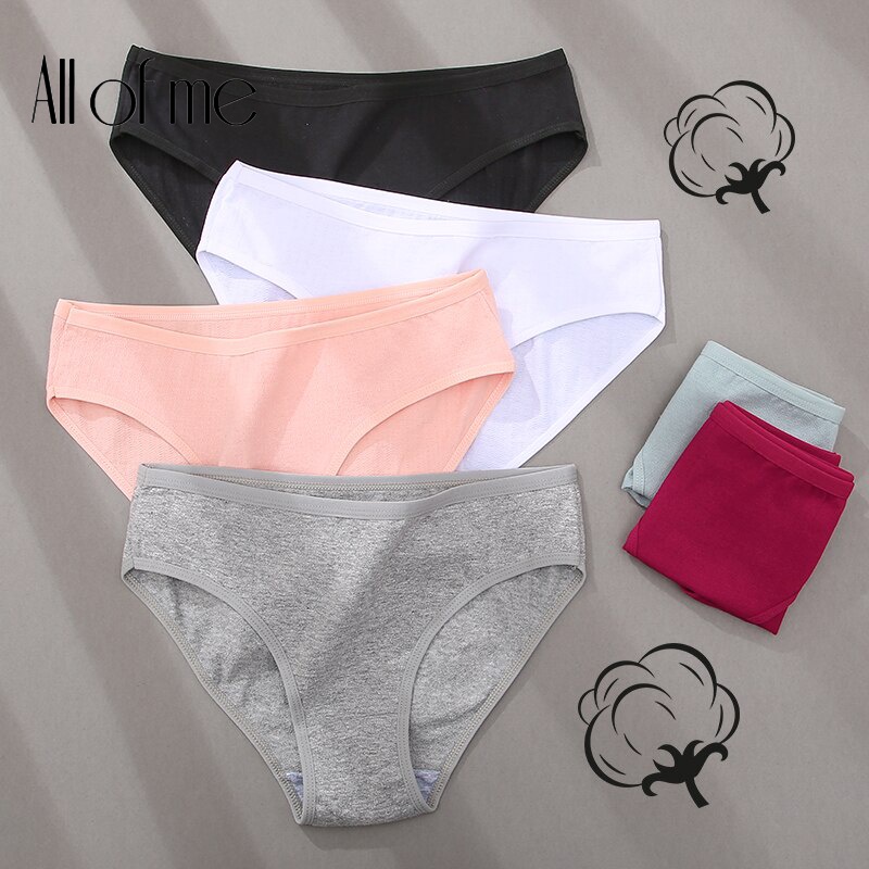 กางเกงชั้นในสําหรับสตรีผ้าฝ้ายสีพื้นเซ็กซี่ไซส์ M-Xl