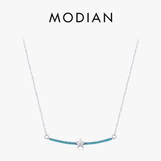 Modian สร้อยคอโซ่ เงินแท้ 925 จี้ดาวสีเขียวขุ่น 100% สไตล์วินเทจ เครื่องประดับ สําหรับผู้หญิง ของขวัญคริสต์มาส