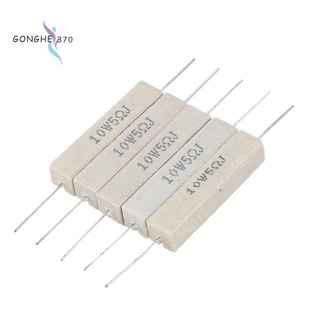 5pcs Wirewound Ceramic Cement Resistor 5 Ohm 10W Watt 5%