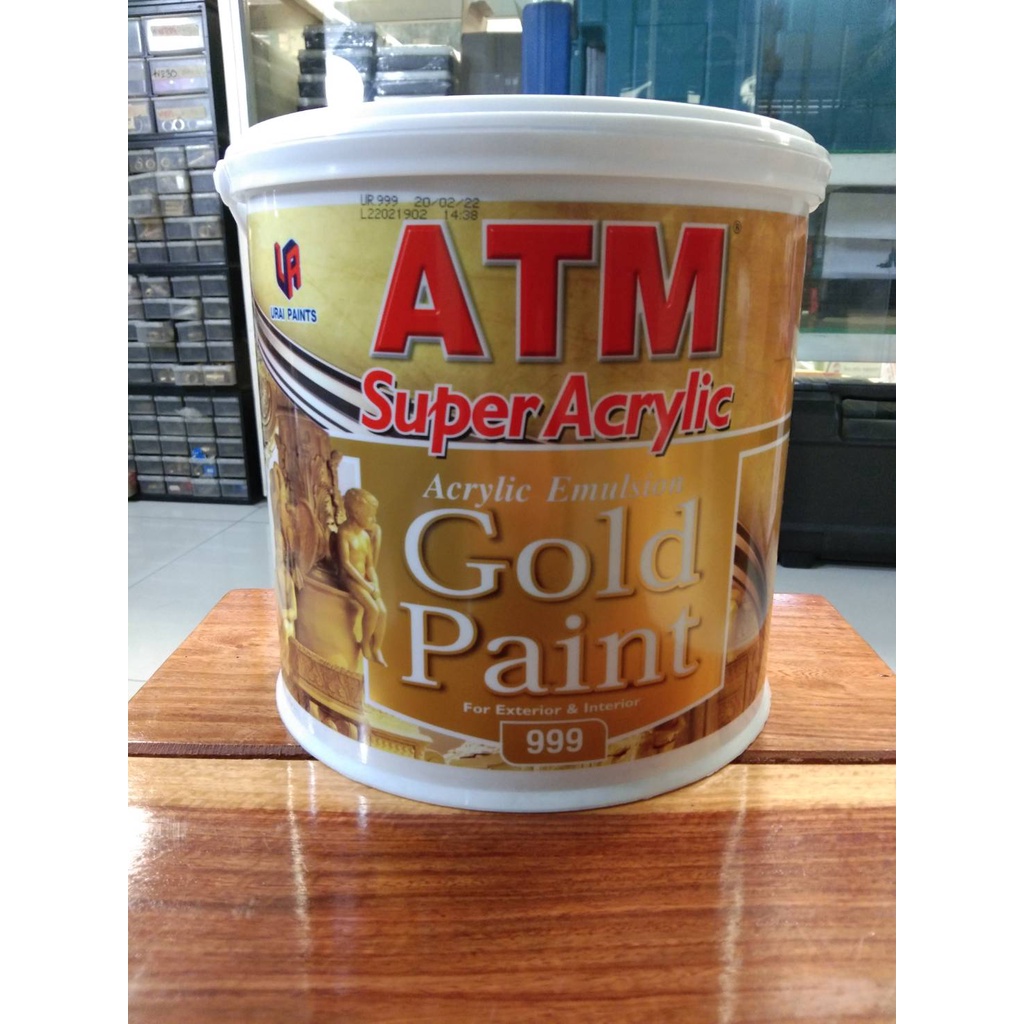 สีน้ำอะครีลิค สีทอง สีทองคำ ATM-999 Acrylic Gold 999ขนาด 3.75 ลิตร(8858776914203)