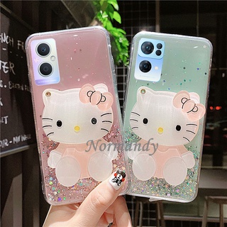 เคสโทรศัพท์ Fashion Phone Casing OPPO Reno7 Z / Reno 7 Pro 5G Cute Cartoon Hellokitty Mirror TPU Soft Cover Flash Transparent Case เคส