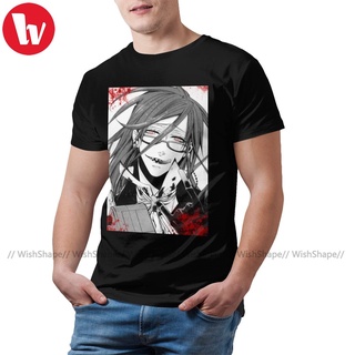 ผ้าฝ้ายคอกลมเสื้อยืดแขนสั้น พิมพ์ลาย Sebastian Michaelis Bloody Grell Sutcliff สําหรับผู้ชายfrom S-4XL