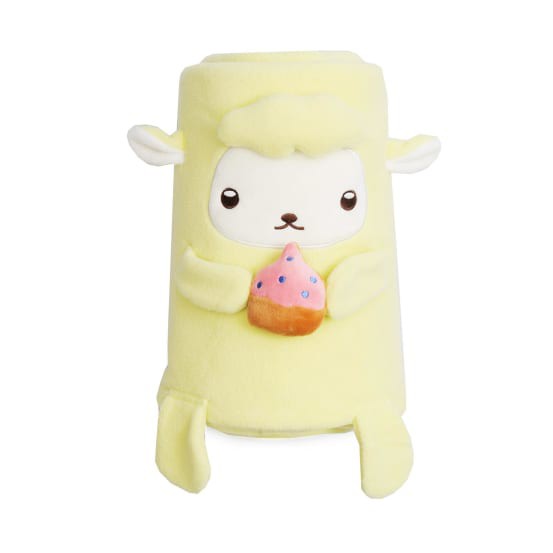 ผ้าห่มม้วน ดีไซน์แกะ Shappy สีเหลืองอ่อน MINOJO  ขนาด 110 x 150 ซม.