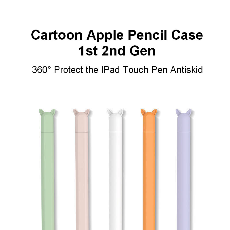 เคสดินสอ Apple สําหรับ Apple Pencil 1st 2nd Gen การ์ตูนกระต่ายหู IPad Touch ปากกาซิลิโคนชาร์จแม่เหล็กแขนป้องกัน
