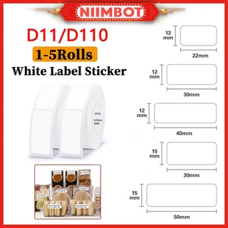 [2/3/4/5 ม้วน] Niimbot D11/D110 ป้ายกระดาษสีขาวกันน้ําสําหรับใช้ในการทําบาร์โค้ดเหมาะกับการพกพาเดินทาง