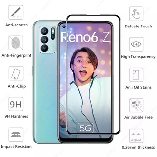 ฟิล์มกันรอย Oppo Reno6Z 5G กันกระแทก ฟิล์มกระจกกันรอย หน้าจอ ฟิล์มกระจกนิรภัยเต็มจอ OPPO Reno 6 Z 5G