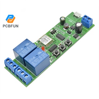 Pcbfun โมดูลรีเลย์ WiFi ไร้สาย DC 7-32V 2 ช่องทาง สวิตช์อัจฉริยะ บ้าน รีโมตคอนโทรล Ewelink รีโมตคอนโทรล ประตู