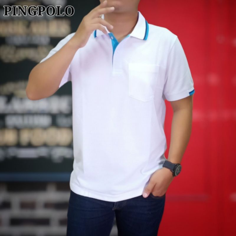 เสื้อโปโลผู้ชายแขนสั้น สีขาว ปกขลิบ งานตัดเย็บคุณภาพเยี่ยม เกรดพรีเมี่ยม พร้อมส่ง