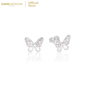 Louis Montini (Jewelry) Sterling Silver 925 Earrings ต่างหูเงินแท้ 92.5% ต่างหูผู้หญิง รูปผีเสื้อ LJER51