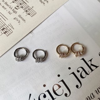 Delishdesign ต่างหูห่วงมินิมอล สไตล์เกาหลี ก้านเงินแท้ 92.5% Lili hoop ชุบทอง 14Kและทองคำขาว