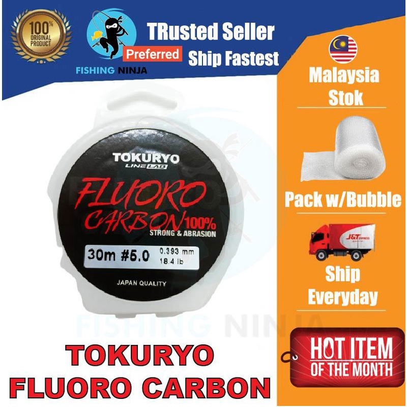 ใหม่! TOKURYO Fluoro Carbon Line Leader Pocket Edition 30m Tali Peramut Hantu Tali Hantu Peramut Tok