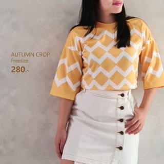 MBL เสื้อครอปคอกลม "AUTUMN CROP" Freesize