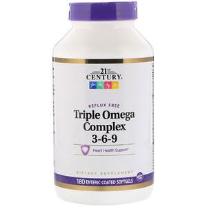 21st Century, Triple Omega Complex 3-6-9, 180 Enteric Coated Softgels