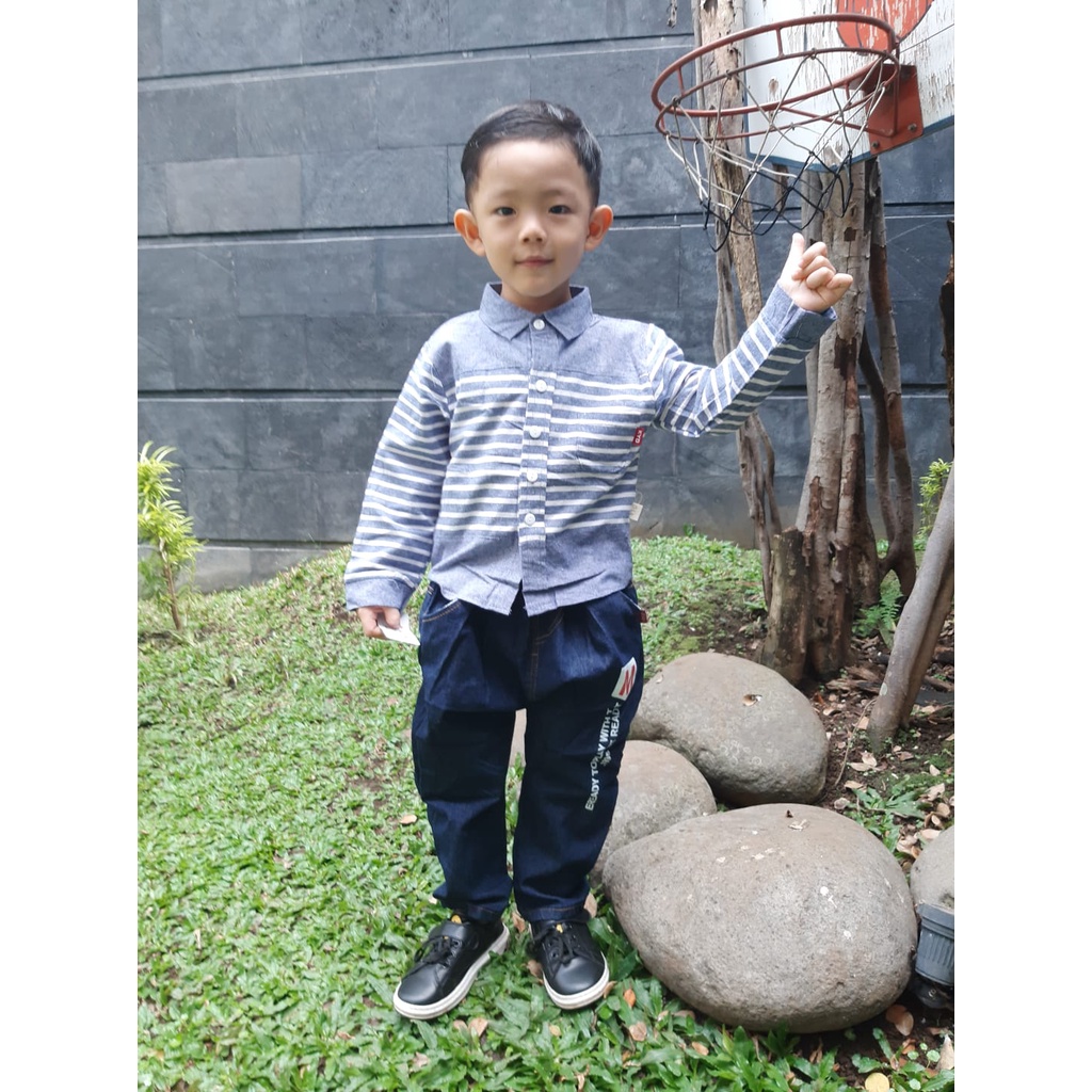 KEMEJA TOBY BOY SET/IMPORTED BOYS SET/CHILDRENS JEANS LONG TROUSERS/LONG SLEEVED SHIRT