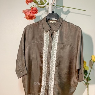 Simplicity Women Brown Oversize Shirt เสื้อเชิ้ตหญิง ปีกผีเสื้อ โอเวอร์ไซส์ แบรนด์แท้