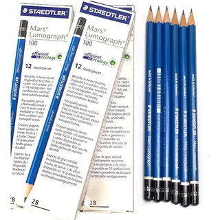 ดินสอเขียนแบบ 2B Staedtler Lumograph  จำนวน 12 แท่ง