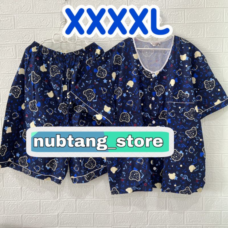 ชุดนอนคนอ้วนp+p ผ้าคอตตอน XXL คอกลมผ่าหน้า  ขาสั้น แขนสั้น