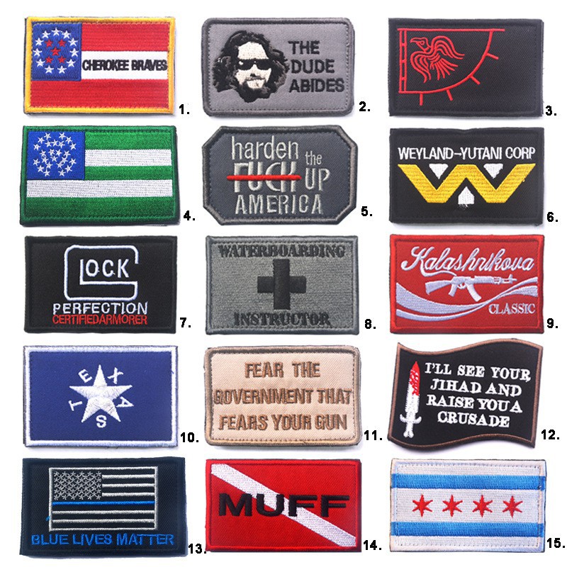 Cherokee Braves Harden Weyland Yutani Corp MUFF ยุทธวิธีทหาร Morale Velcro แพทช์ป้าย Combat Emblem Applique สําหรับเสื้อผ้ากระเป๋า