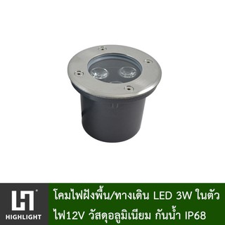 โคมไฟฝังพื้น LED ในตัว โคมไฟฝังพื้น LED 12V 3W รุ่น MD007-12V-3W-3000K/6400K/RD/BL/GN/YE