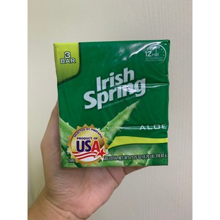 ปลอมคืนเงิน Irish Spring Aloe Bar Soap 340g. (3 ก้อน) สบู่ว่านหางจระเข้ ช่วยรักษาความชุ่มชื้นของผิว