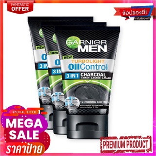 การ์นิเย่ เมน เทอร์โบไลท์ ออยล์ คอนโทรล 3อิน1 ชาร์โคล ขนาด 50 มล. แพ็ค 3 ซองGarnier Men Foam 3-in-1 Charcoal 50 ml x 3