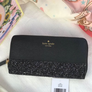 พร้อมส่ง Kate Spade กระเป๋าสตางค์ สีดำกลิตเตอร์ สวยมากค่า @2,390-