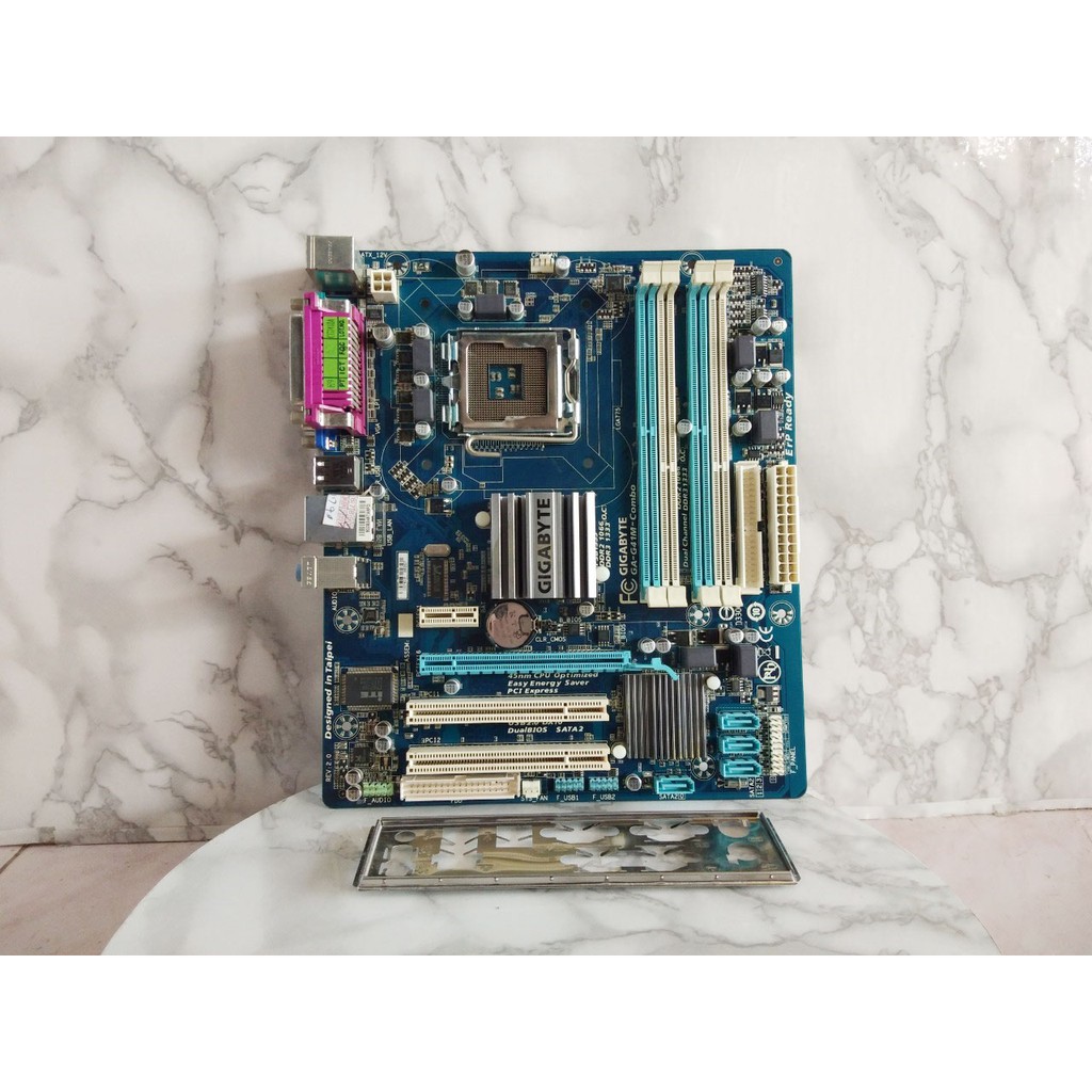 บอร์ด LAG775 GA-G41M-combo พร้อมฝาหลัง แรม 4สลอต รองรับ DDR2 DDR3