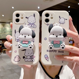 เคสโทรศัพท์มือถือนิ่ม ลายการ์ตูนสุนัข Pochacco พร้อมขาตั้ง สําหรับ Samsung Galaxy A73 A53 A33 A23 A13 S20 S21 FE S22 Plus Note 20 Ultra A03S A02S A02 A03 Core