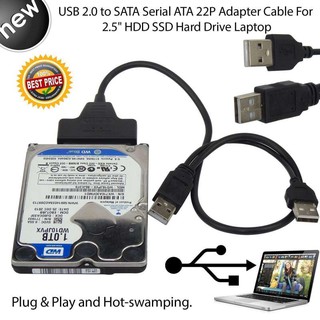 Dual USB2.0 to 22pin SATA Cable Converter for 2.5 inch SATA Hard Disk Driver