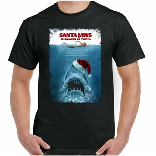 เสื้อยืดผ้าฝ้ายพิมพ์ลายขายดี ลดกระหน่ํา เสื้อยืด พิมพ์ลาย Jaws santa สไตล์คลาสสิก เหมาะกับการดําน้ํา ดูหนัง สําหรับผู้ชา