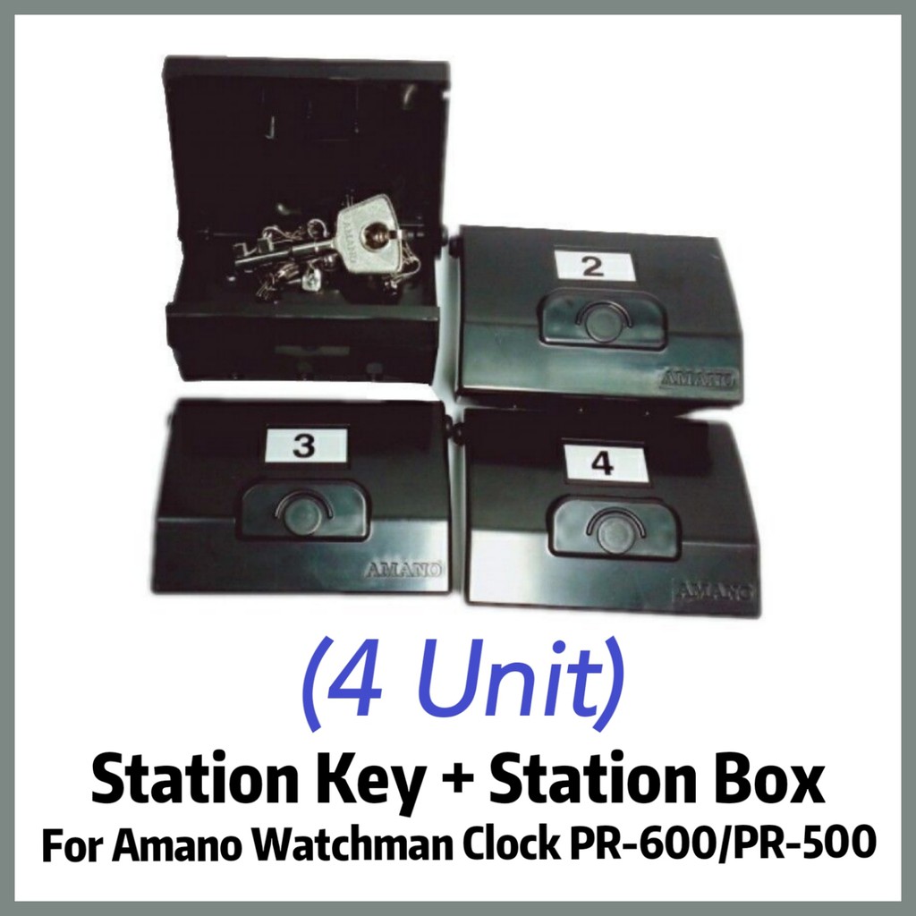 กุญแจสถานี Amano พร้อมกล่องสําหรับนาฬิกา Amano Watchman PR-500 / PR-600 (4 ตัว)