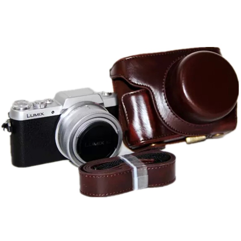 กระเป๋าใส่กล้องผ้าหนังเทียม สีกาแฟ สำหรับ Panasonic Lumix GF7 GF8 GF9