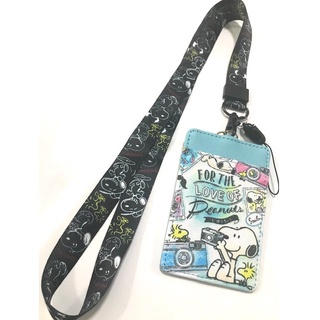 สายคล้องคอ สายคล้องบัตร  ที่ใส่บัตร  ลาย   SNOOPY  SKY  สนูปปี้  ฟ้า ขาว     งานดี สวยงาม สำหรับ บัตร 6x8 cm (body 7x11