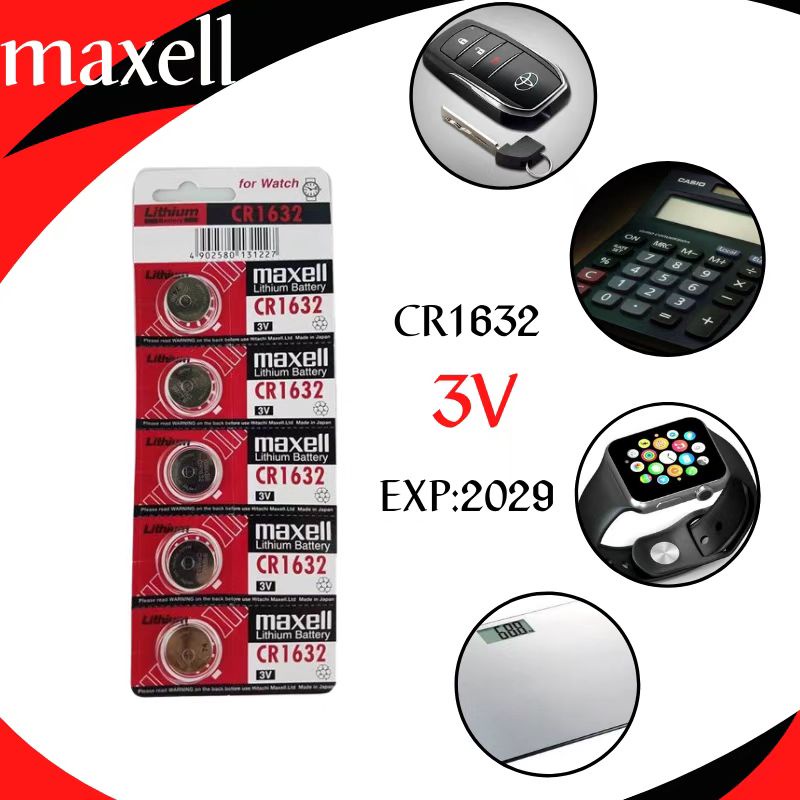 พร้อมส่ง!! ถ่านกระดุม MAXELL CR1632 lithium battery 3V   1แพ็คมี5ก้อน  ล็อตใหม่ล่าสุด หมดอายุ2029 ราคา ถูกที่สุด ดีลบีเคเค แกลเลอรีภาพที่ 4