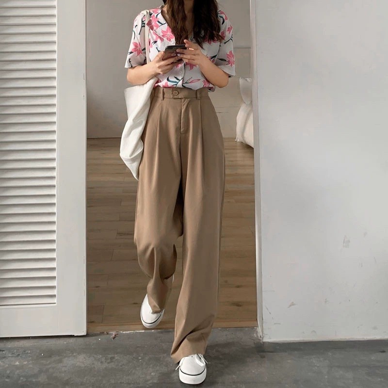 พร้อมส่ง🐻LILLY PANTS กางเกงขายาวเอวสูง กางเกงเอวสูงสไลต์เกาหลีC9