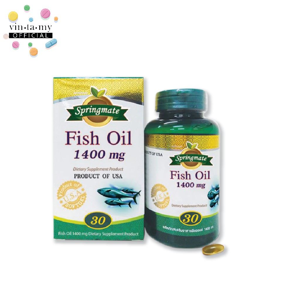[โปรซื้อ 1 แถม 1] Springmate(สปริงแมท) Fish Oil 1400 mg ขนาด 30 แคปซูล/ขวด [EXP.20/01/2023]