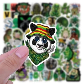 พร้อมส่ง!กัญชาไทย green plants sticker สติกเกอร์ กันน้ำ รูปแบบที่แตกต่างกัน KFC starbuck weed 50ชิ้น