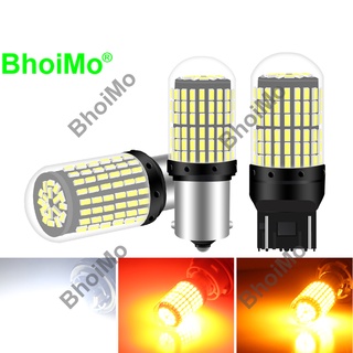 BhoiMo Super Bright Waterproof 144SMD 1156 LED Car Indicator BA15S P21W BAU15S PY21W 1157 BAY15D T20 7440 W21W 3014 DRL Signal Light Reversing Bulb Turn Signal Stop Rear Fog Tail Lamp Park brake light auto Car Motorcycle peanut bulb DC12 white red yellow