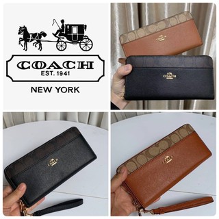 Coach ACCORDION ZIP WALLET WITH SIGNATURE CANVAS DETAIL