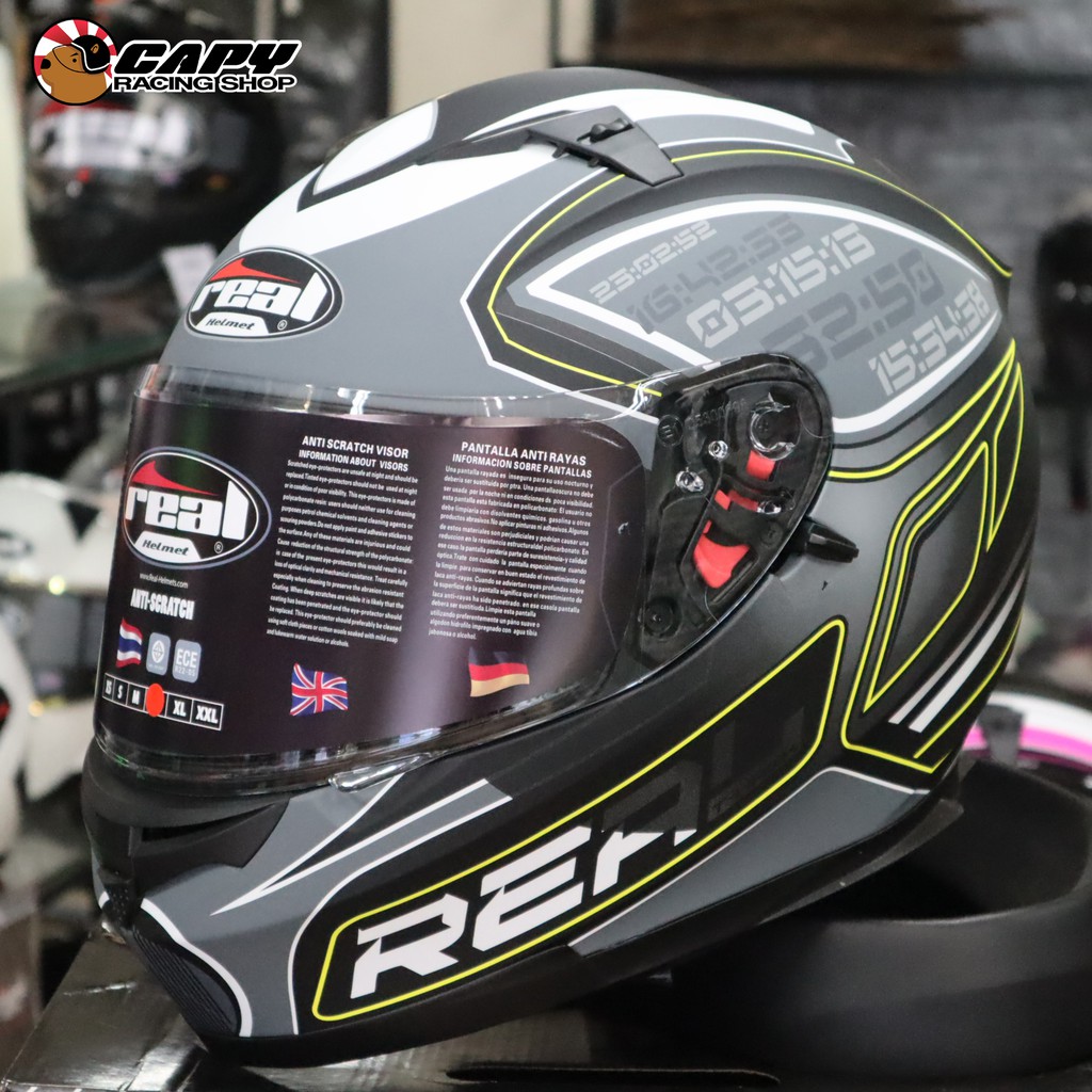 ⭐⭐⭐⭐⭐ Real helmet หมวกกันน็อคเต็มใบ รุ่น Harrier Matt Black สีดำด้าน Motorcycle Helmet