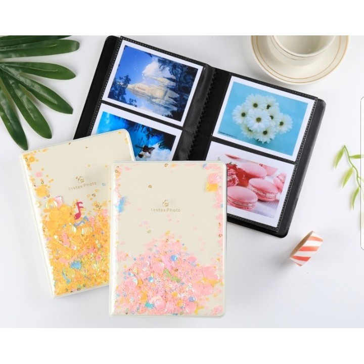 ส่งจากกทม. พร้อมส่ง!!กริตเตอร์ปั้มทอง อัลบั้มเก็บรูปโพลารอยด์ instax mini การ์ด นามบัตร 64 ช่อง
