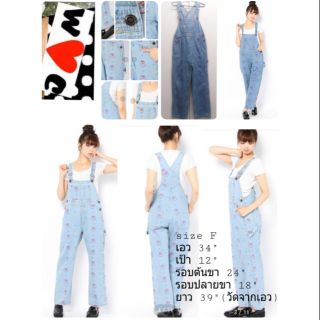 🐨W❤C Overalls kuman 🐨เอี๊ยมแบรนด์ญี่ปุ่น ปักทั้งตัว size F