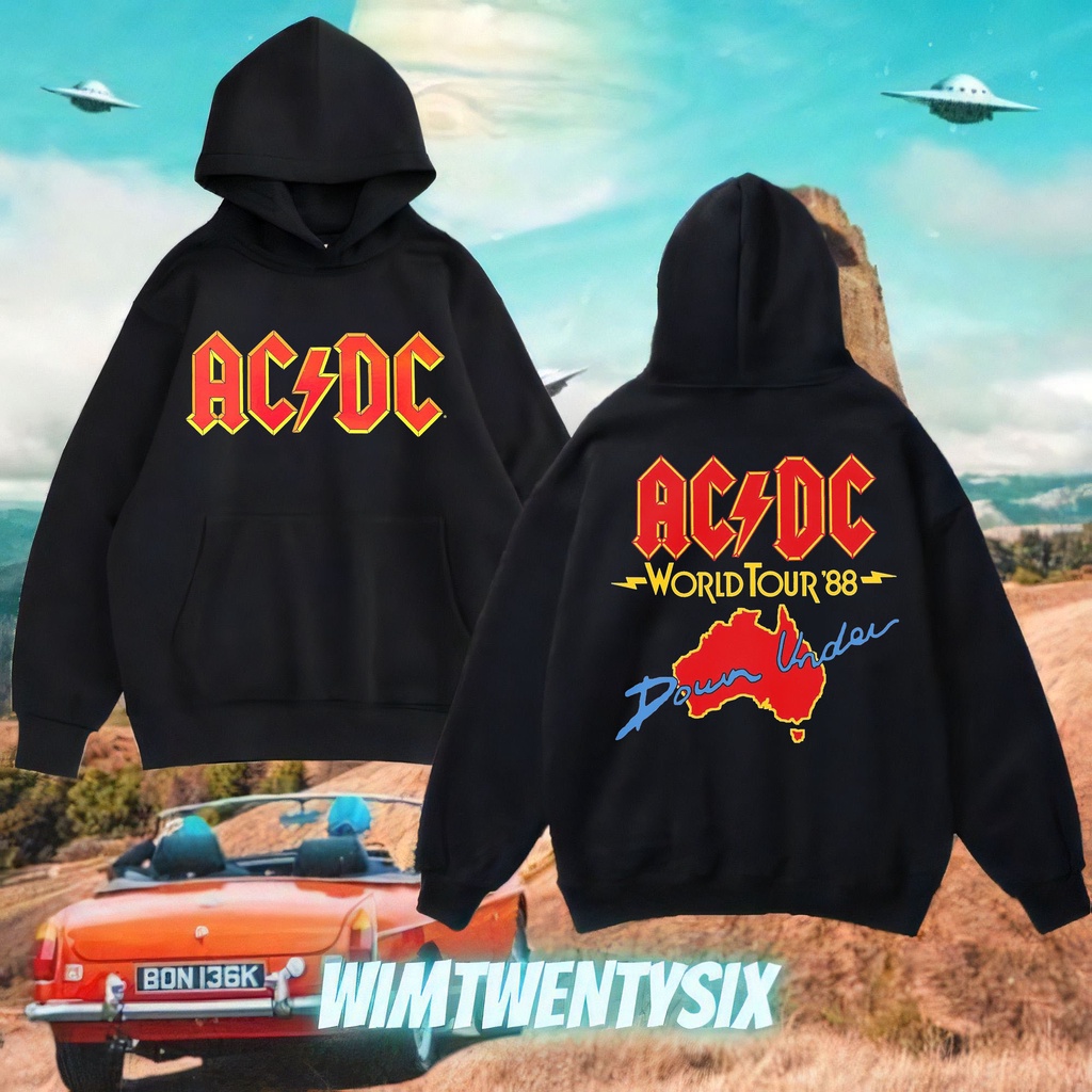 ACDC DOWN UNDER WORLD TOUR 88 HOODIE BAND (แจ็คเก็ตไม่จํากัดเพศ)