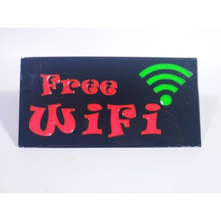 ป้ายไฟFree Wi-Fi 10x20cm LED-WiFI ป้ายไฟ ป้ายไวไฟ ป้ายสำเร็จรูป ป้ายWifi   Free Wi-FI ReturnLED