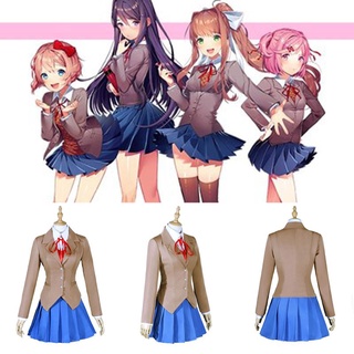 Yuri Natsuki Sayori Monika ชุดยูนิฟอร์ม ชุดคอสเพลย์ ชุดเครื่องแต่งกาย แบบเต็ม